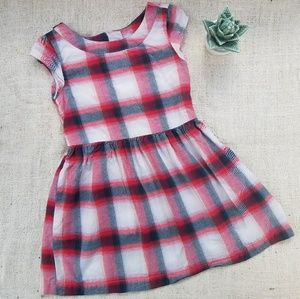 Gap Plaid Cotton Buffalo Check Cap Sleeve Dress